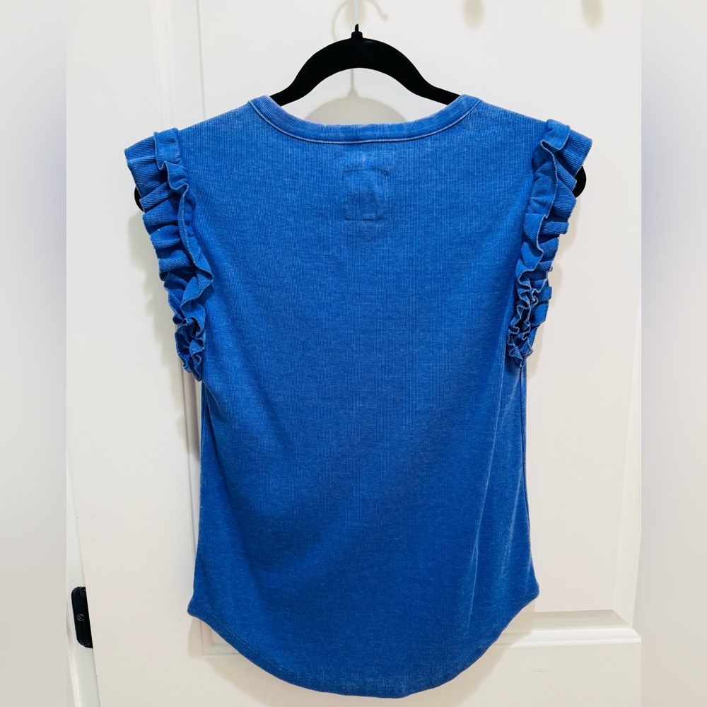 Chaser Periwinkle Blue Ruffled Ribbed Tank Top - Picture 5 of 8